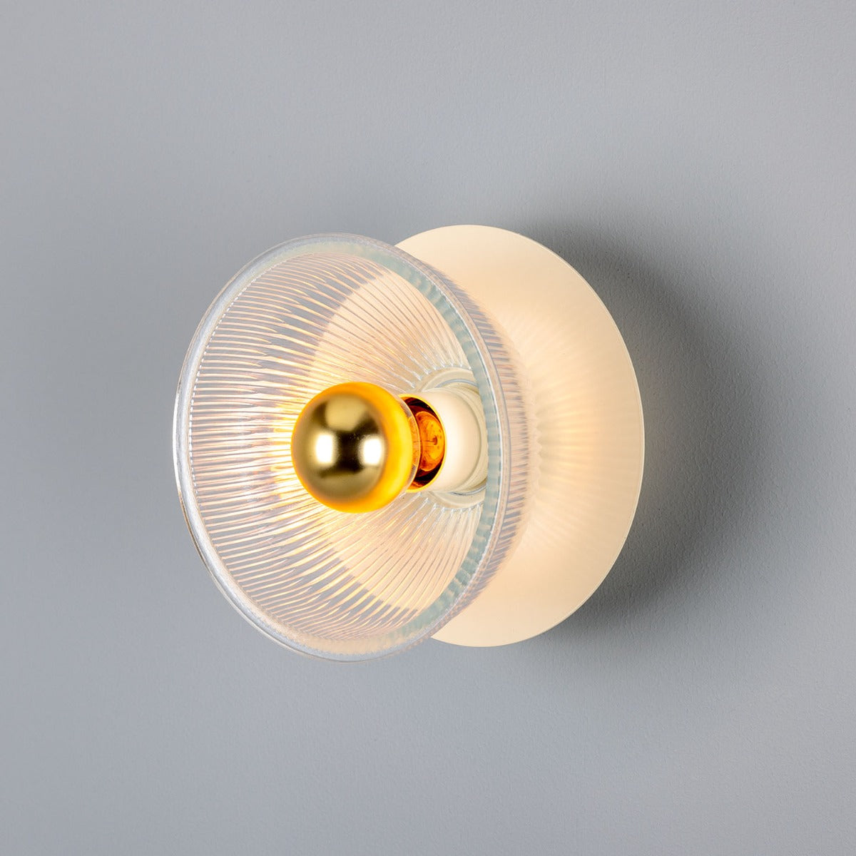 Eclipse Coloured Brass and Prismatic Glass Dish Wall Light - View 4