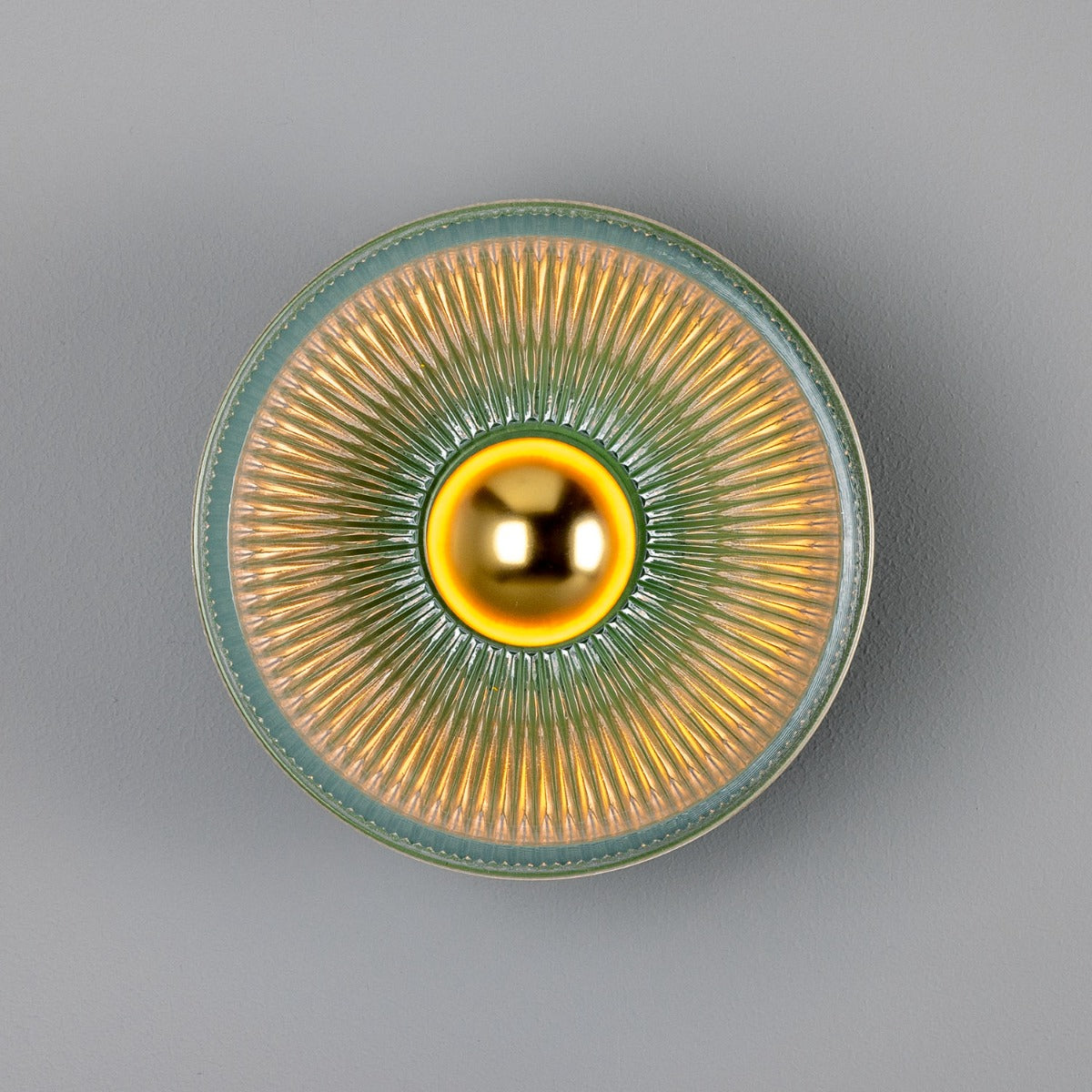Eclipse Coloured Brass and Prismatic Glass Dish Wall Light - View 14