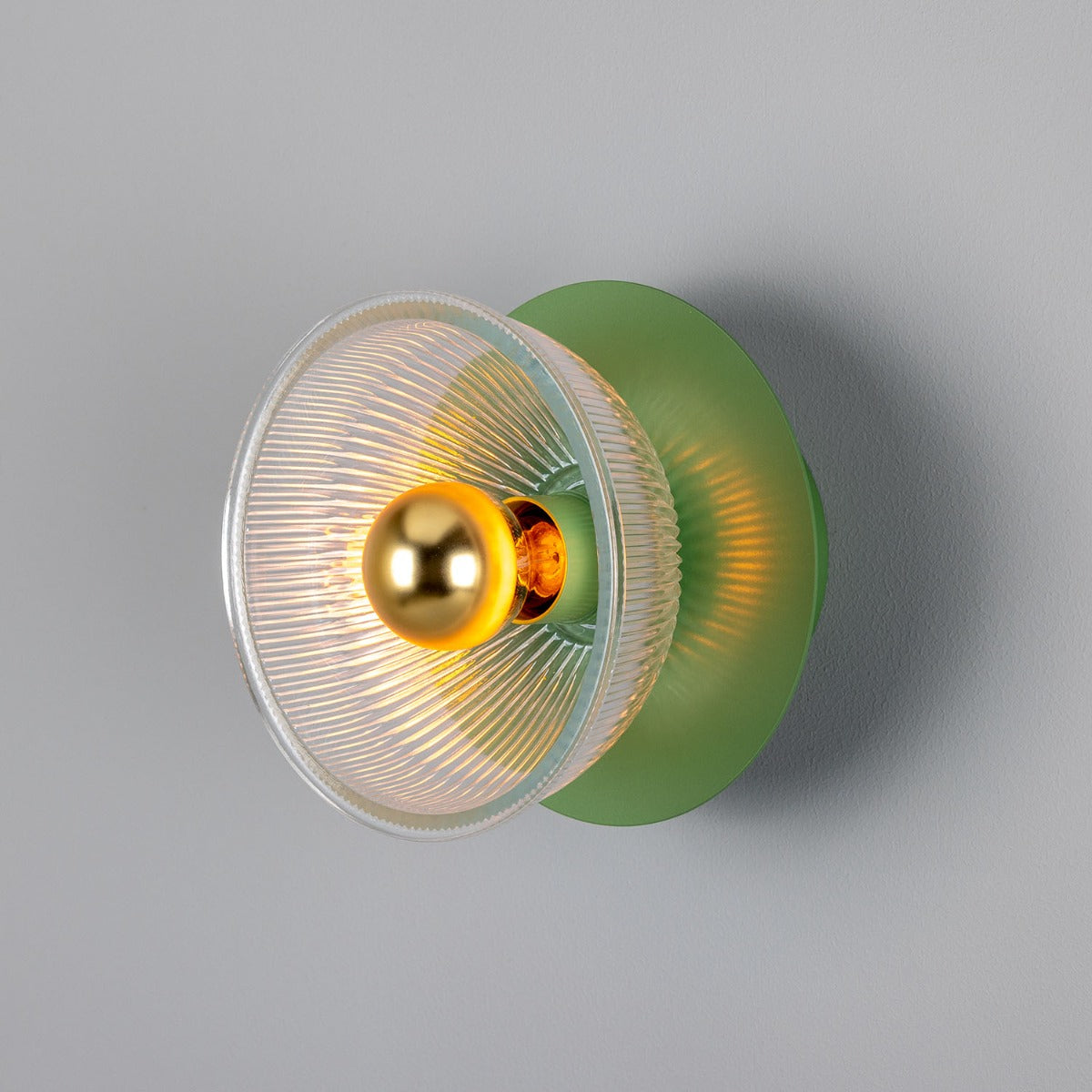 Eclipse Coloured Brass and Prismatic Glass Dish Wall Light - View 13