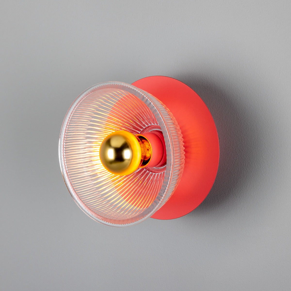 Eclipse Coloured Brass and Prismatic Glass Dish Wall Light - View 7