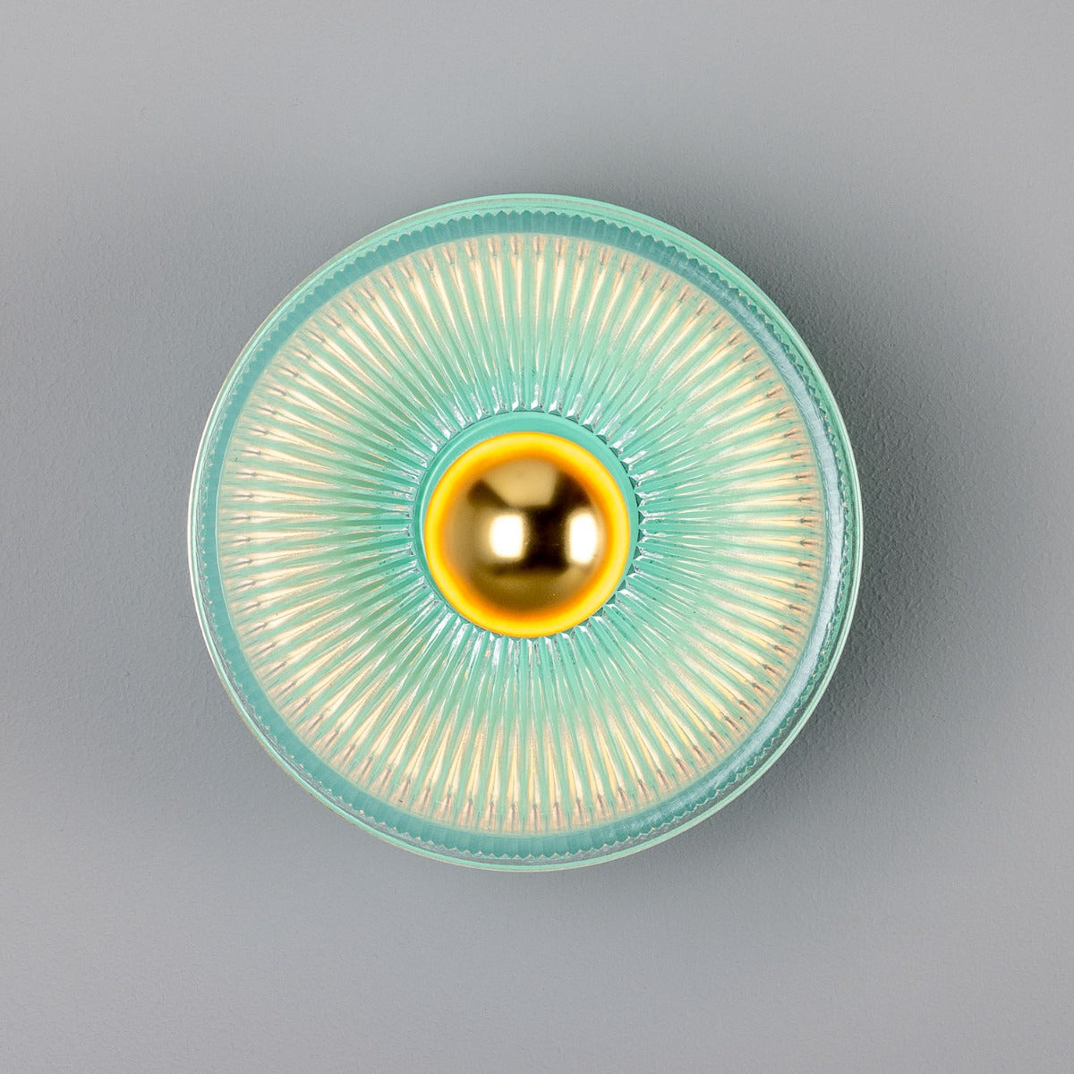 Eclipse Coloured Brass and Prismatic Glass Dish Wall Light - View 2