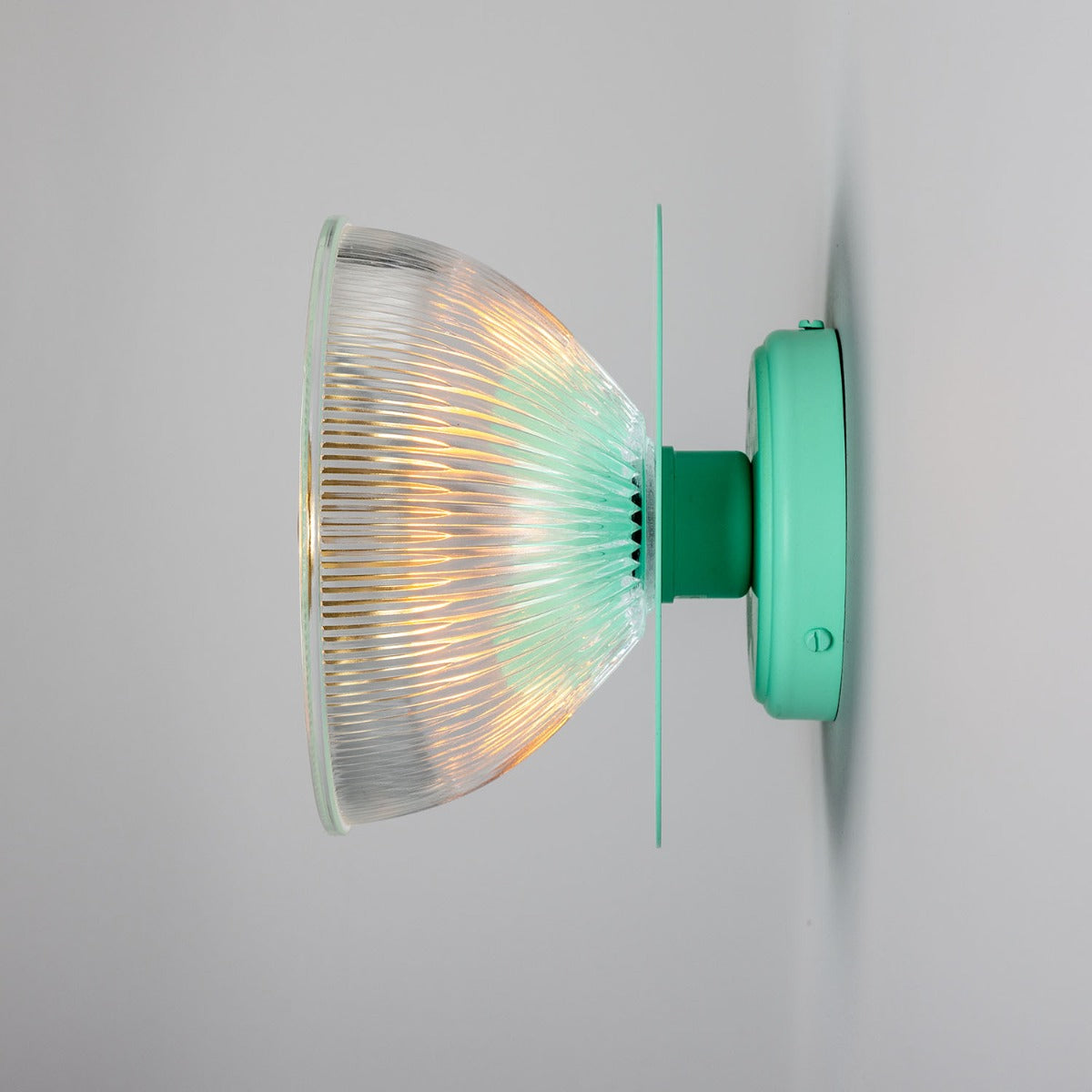 Eclipse Coloured Brass and Prismatic Glass Dish Wall Light - View 3
