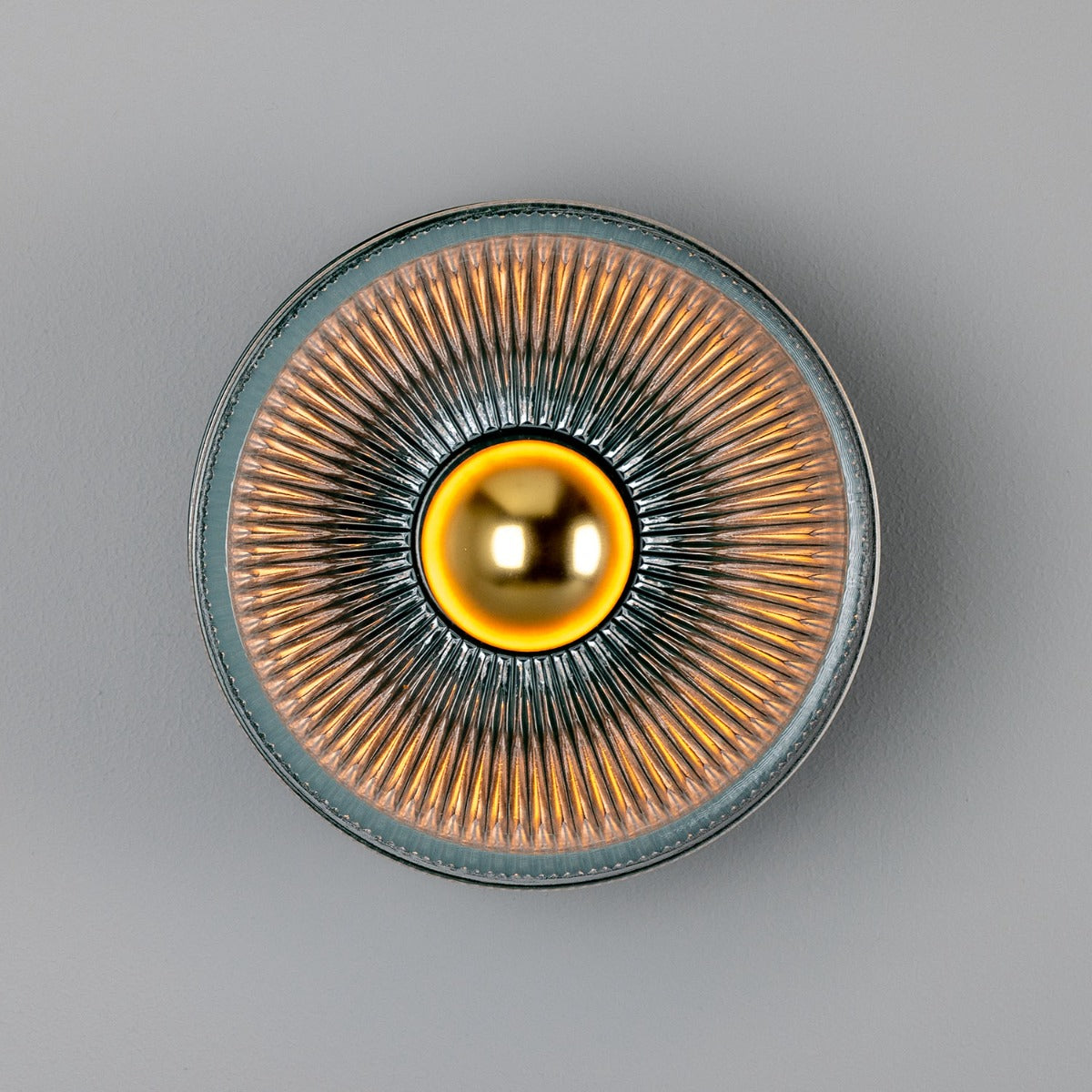 Eclipse Coloured Brass and Prismatic Glass Dish Wall Light - View 17