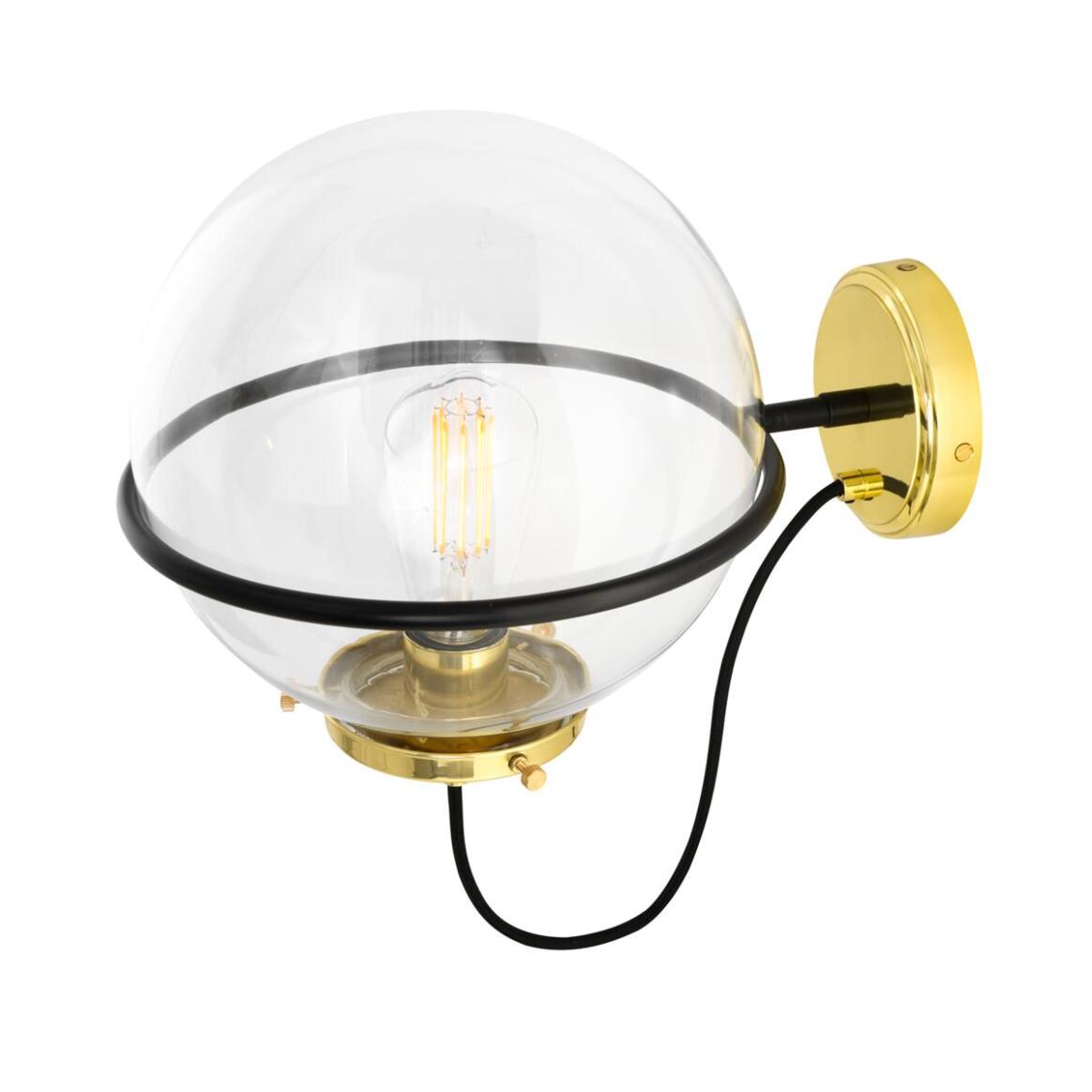 Oranmore Glass Globe Wall Light in Circular Steel Ring 27cm - Subtle Wear