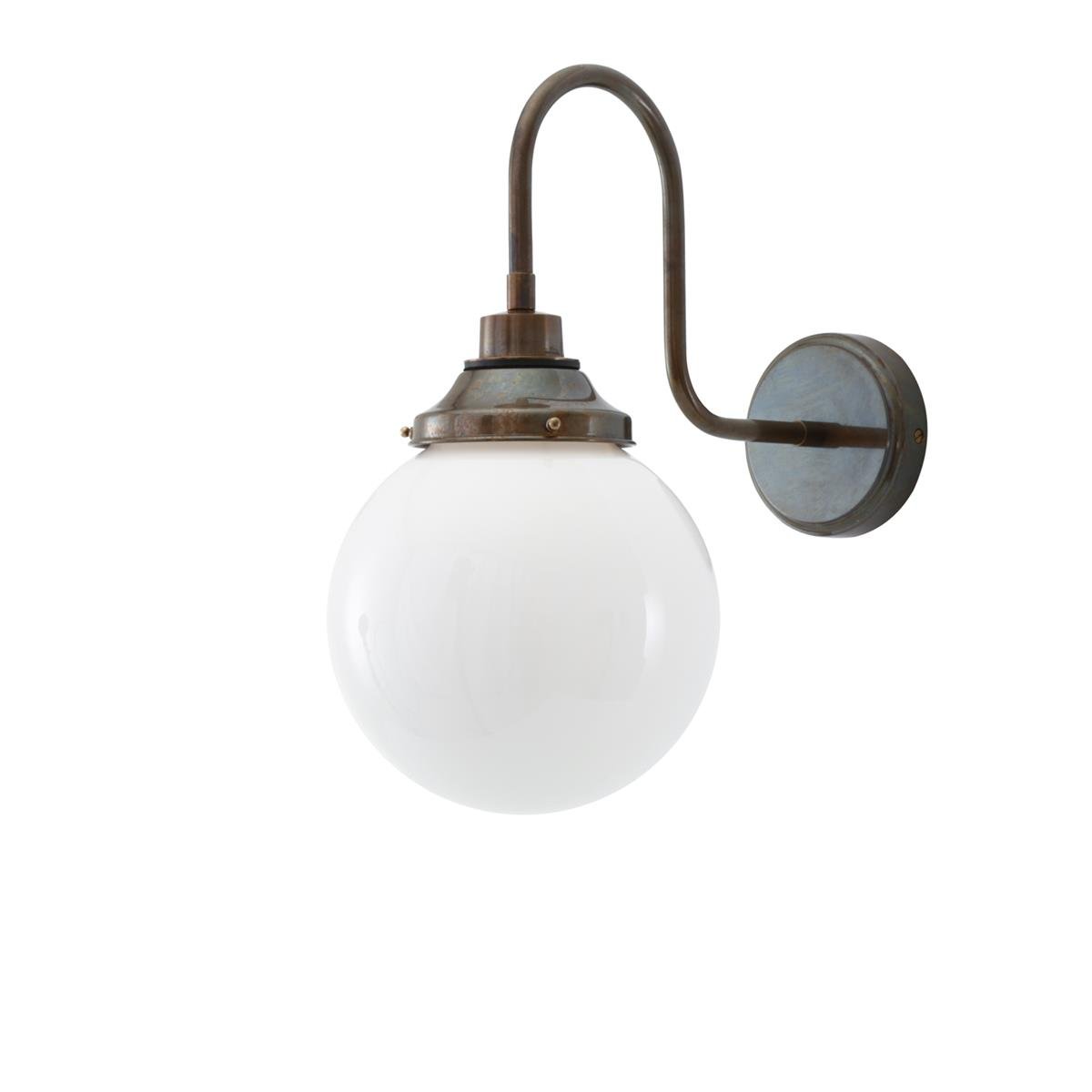 Pelagia Opal Globe Swan Neck Wall Light 20cm IP44 - Main View