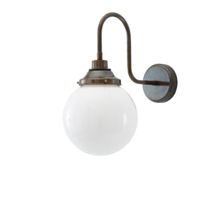 Pelagia Opal Globe Swan Neck Wall Light 20cm IP44 - Main View