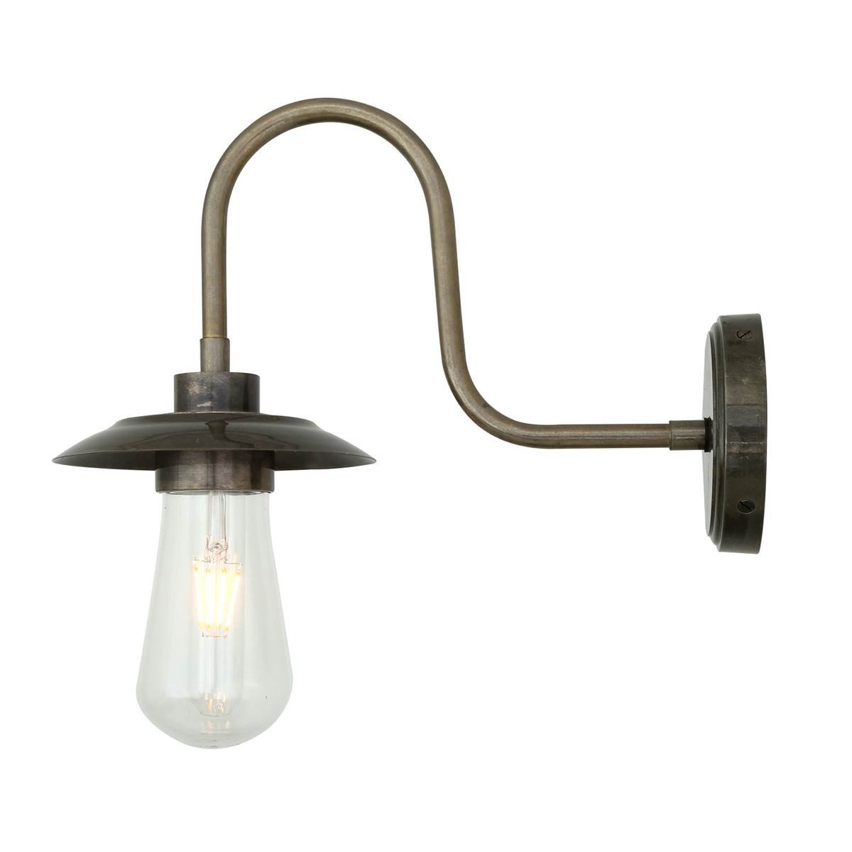 Ren Brass Swan Neck Wall Light IP65 - View 2